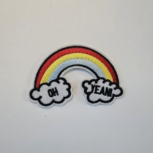 Rainbow Patch with 'Oh Yeah' Clouds,rainbow embroidered patch, oh yeah, iron-on